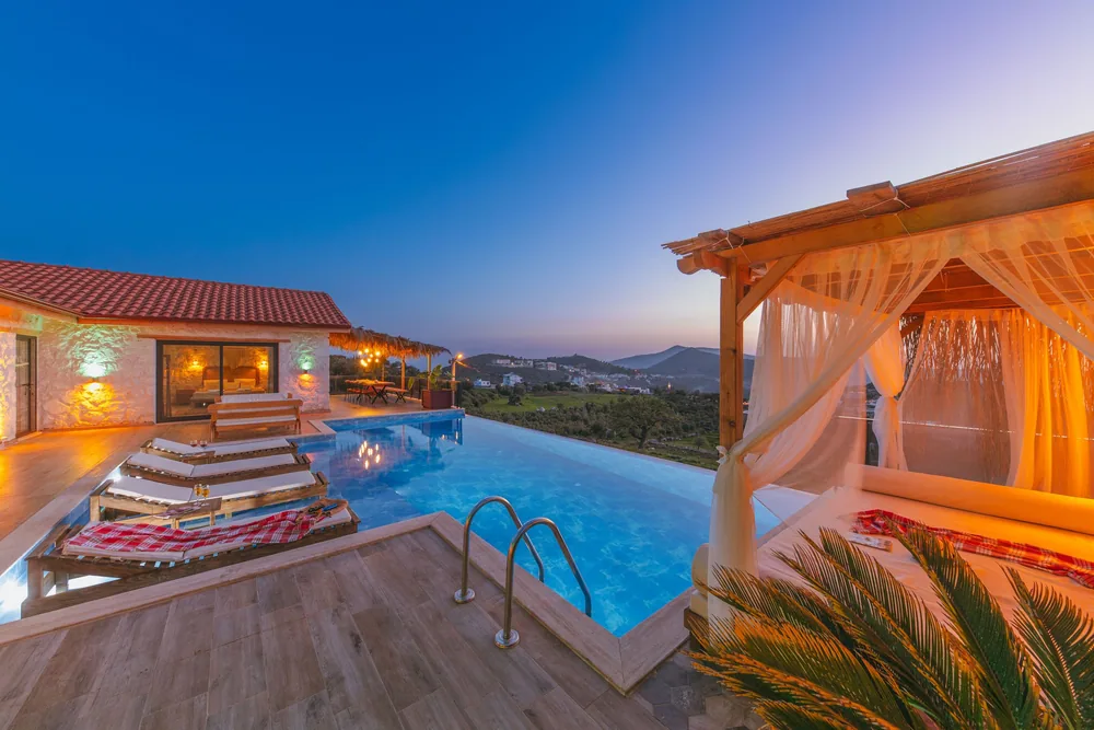 Terrace with an infinity pool above the hills near Kaş